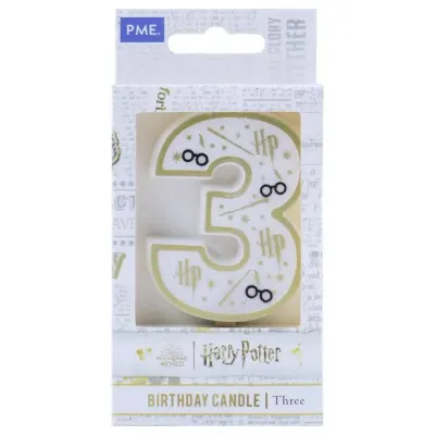 Harry Potter svíčka číslo 3 bílo-zlatá 6,8 cm – PME