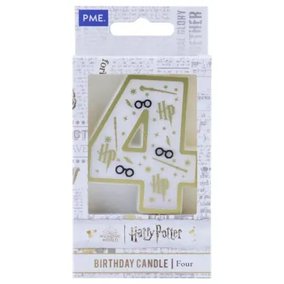 Dortová svíčka Harry Potter číslo 4 bílo-zlatá, 6,8 cm – PME