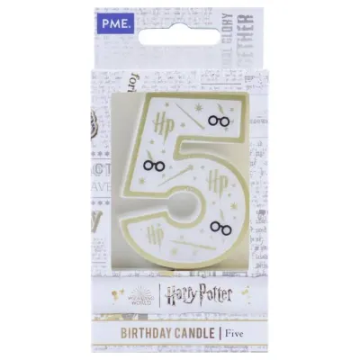 Harry Potter dortová svíčka číslo 5 bílo-zlatá 6,8 cm – PME