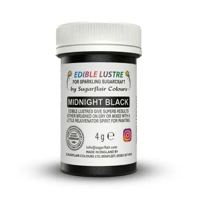 Prachový lesk Midnight Black černý perleťový 4 g – Sugarflair