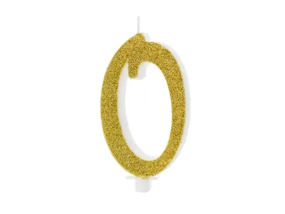 Dortová svíčka číslo 0 zlatá 10 cm – PartyDeco