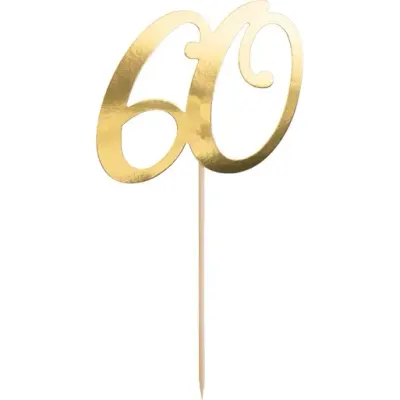 Zápich do dortu 60 zlatý 21 cm – PartyDeco