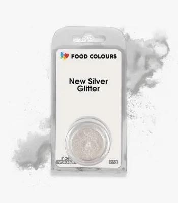 Jedlá prachová perleťová barva New Silver Glitter 2,5 g – Food Colours