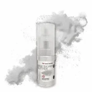 Třpytky v rozprašovači New Silver Glitter 10 g – Food Colours