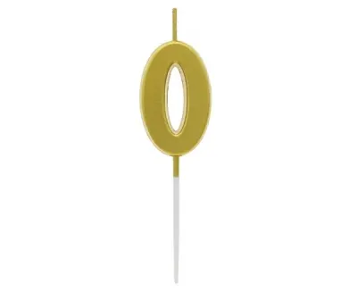 Narozeninová svíčka číslice 0 metalická zlatá 9,5 x 2,3 cm – Godan