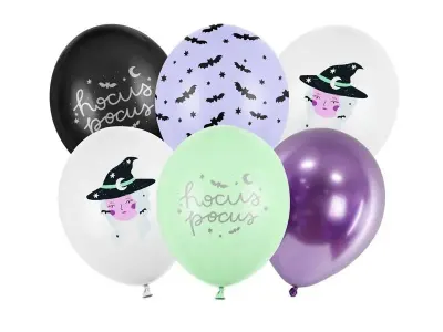 Balónky s halloweenským motivem Čarodějnice 30 cm, 6 ks – PartyDeco