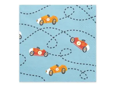 Papírové party ubrousky Závodní auta 33 × 33 cm, 12 ks – Party Deco