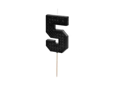Dortová svíčka na špejli číslo 5 černá 6 cm – PartyDeco