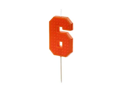 Dortová svíčka číslo 6 na špejli červená 6 cm – PartyDeco