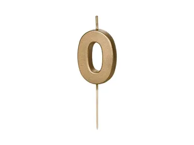 Svíčka na špejli číslo 0 zlatá 4,5 cm – PartyDeco