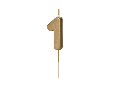 Svíčka na špejli číslo 1 zlatá 4,5 cm – PartyDeco
