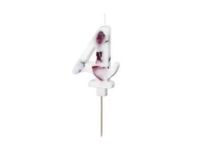 Narozeninová svíčka číslo 4 s okvětními lístky 8 cm – PartyDeco