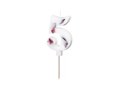 Narozeninová svíčka číslo 5 s okvětními lístky 8 cm – PartyDeco