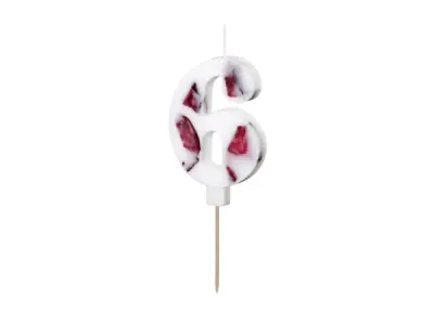 Narozeninová svíčka číslo 6 s okvětními lístky 8 cm – PartyDeco