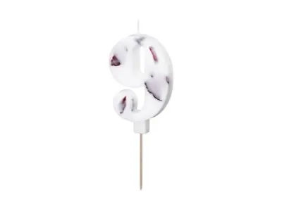 Narozeninová svíčka číslo 9 s okvětními lístky 8 cm – Party Deco