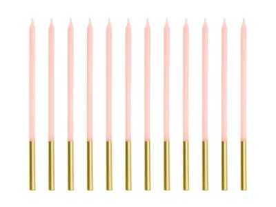 Narozeninové svíčky dlouhé růžové 14 cm, 12 ks – Party Deco