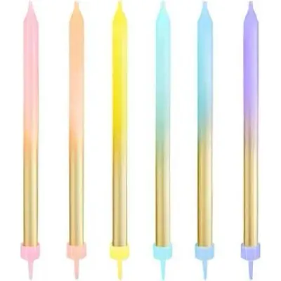 Dortové svíčky zlato duhové 12,5 cm, 6 ks – Party Pal