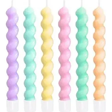 Svíčky barevné spirálové 7,5 cm 6 ks – Party Pal