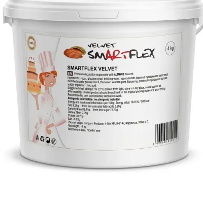 Potahovací hmota Smartflex Velvet bílá s příchutí mandle 4 kg – 4-MIX KFT