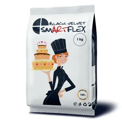 Černá potahovací hmota Velvet vanilková 1 kg – Smartflex