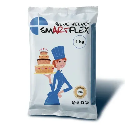 Potahovací dortová hmota Smartflex Velvet modrá s vanilkou 1 kg – Smartflex