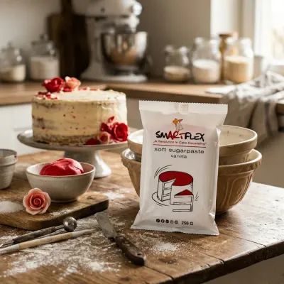 Měkký fondán na dort červený vanilkový 250 g – 4-Mix