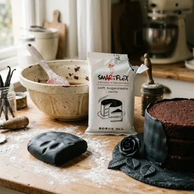 Měkký fondán na dort Smartflex Soft černý vanilka 250 g – 4-Mix