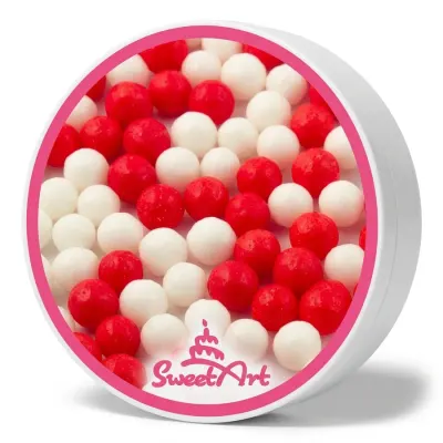 Cukrové perly červené a bílé 7 mm 80 g – SweetArt