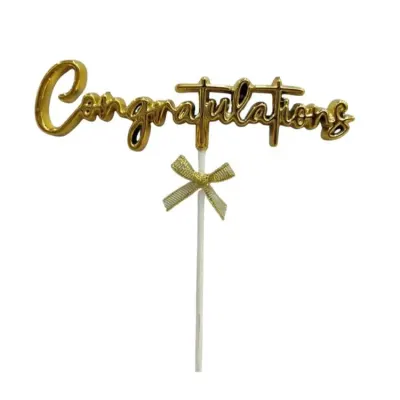 Zápich do dortu zlatý Congratulations 16 cm