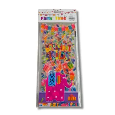 Celofánové sáčky Happy Birthday se zvířaty 12,5 x 27 cm, 12 ks