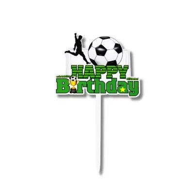 Zápich do dortu Happy Birthday fotbalista s míčem 15,5 cm