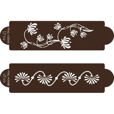 Stencil šablona na dort květiny Modern 2 ks – Cakesicq