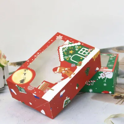 Krabička na vánoční cukroví perníček a domeček 22x15x7 cm – Cakesicq