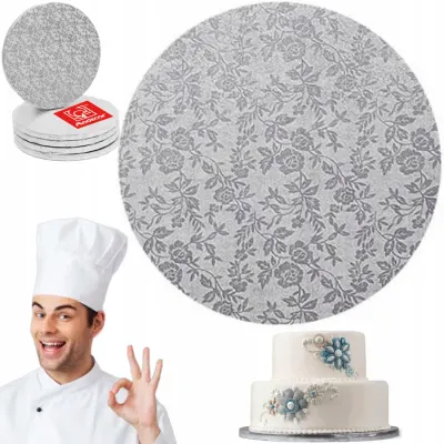 Dortová podložka květinová stříbrná 30 cm, tl. 1,2 cm – Modecor