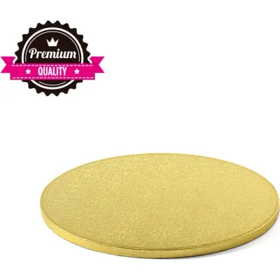 Zlatá kruhová podložka pod dort 25 cm, síla 1,2 cm – Decora