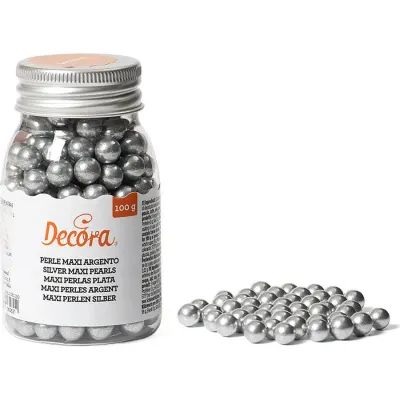Cukrové zdobení stříbrné perly 100 g – Decora