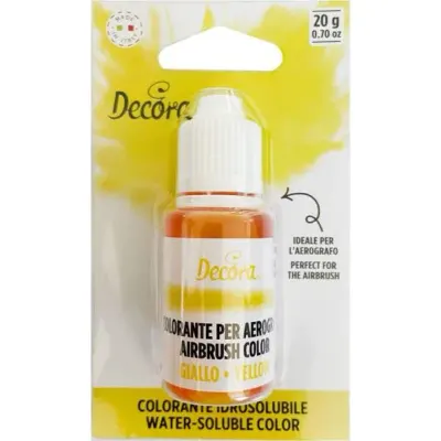 Airbrush barva tekutá žlutá 20 g – Decora