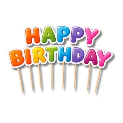 Zápich do dortu barevný Happy Birthday 8,3 cm (13 ks)