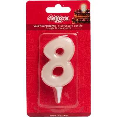 Svíčka na dort číslo 8 svítící ve tmě 6 cm – Dekora