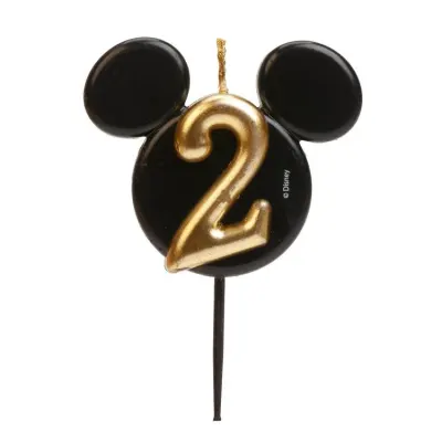 Dortová svíčka Mickey černo-zlatá číslo 2, 5,2 cm – Dekora