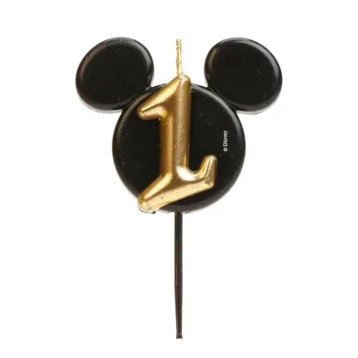 Dortová svíčka Mickey číslo 1 černo-zlatá 5,2 cm – Dekora