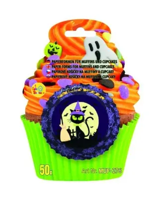 Košíčky na muffiny Halloweenské s kočkou 5 × 3,2 cm, 50 ks – Alvarak