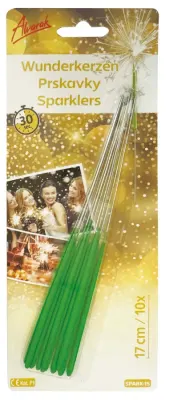 Prskavky na dort zelené 17 cm 10 ks – Alvarak