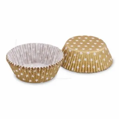 Košíčky na muffiny zlaté s hvězdičkami 5 x 3 cm (40 ks) – Wimex