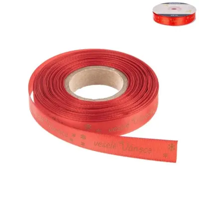 Vánoční stuha červená Veselé Vánoce 15 mm × 25 m – Orion