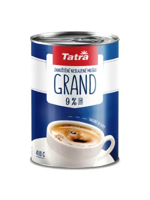 Zahuštěné neslazené mléko Tatra Grand 9 % 2× 410 g – Tatra