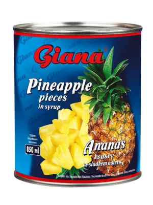 Ananas kousky ve sladkém nálevu 850 ml, 6 ks – Giana