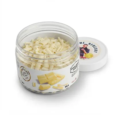 Čokoládové hobliny bílé na zdobení dortů 80 g