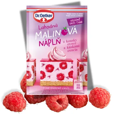 Malinová smetanová náplň s kousky 50 g – Dr. Oetker