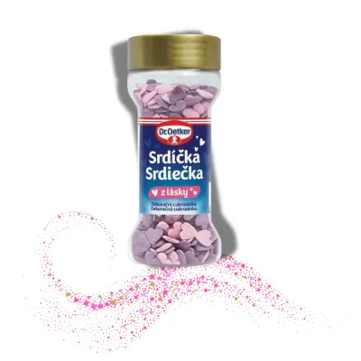 Cukrové zdobení 2 barevná srdíčka Z lásky 40 g – Dr. Oetker